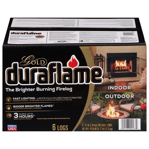 Duraflame Gold Firelogs Fast Lighting 3.5 Hours - 6 ct