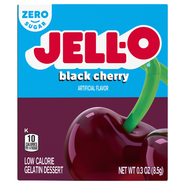 Jell-O Zero Sugar Black Cherry Gelatin Dessert Mix