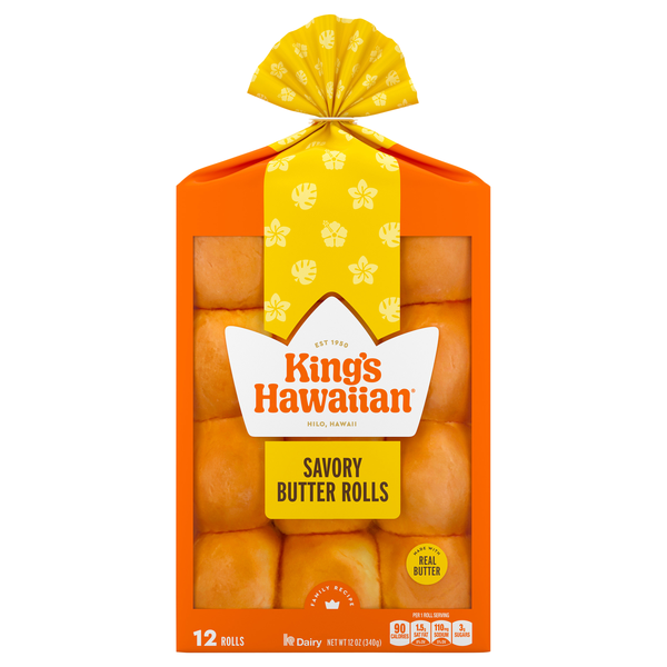 King's Hawaiian Savory Butter Rolls - 12 ct