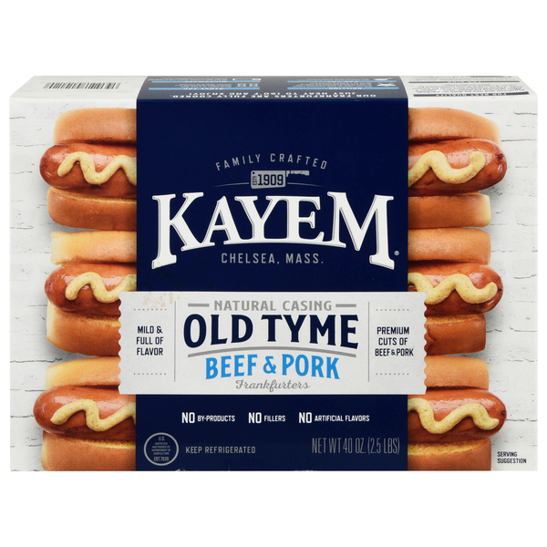 Kayem Natural Casing Old Tyme Beef & Pork Frankfurters - 20 ct
