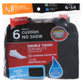 Hanes Men's Double Tough Cushion No Show Socks Size 6-12 Black