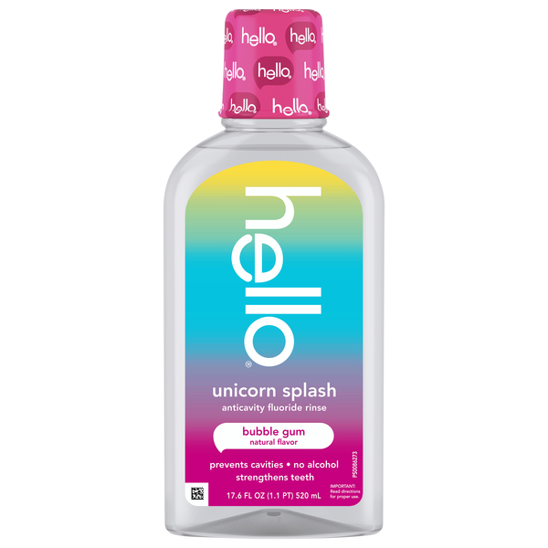 hello Unicorn Splash Bubble Gum Flavor Anticavity Fluoride Rinse