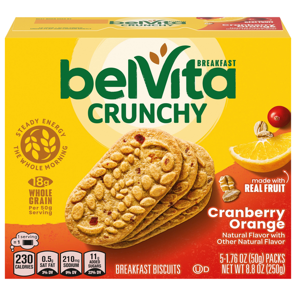 belVita Crunchy Cranberry Orange Breakfast Bars Biscuits - 5 ct