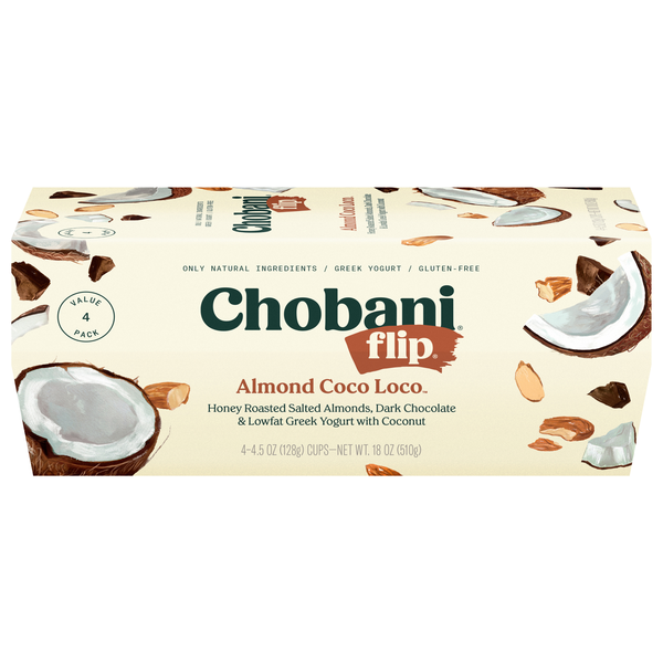 Chobani Flip Low Fat Almond Coco Loco Greek Yogurt Cups - 4 ct