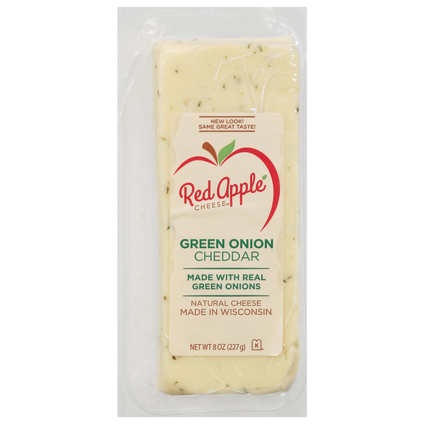Red Apple Wisconsin Green Onion Cheddar Cheese Block