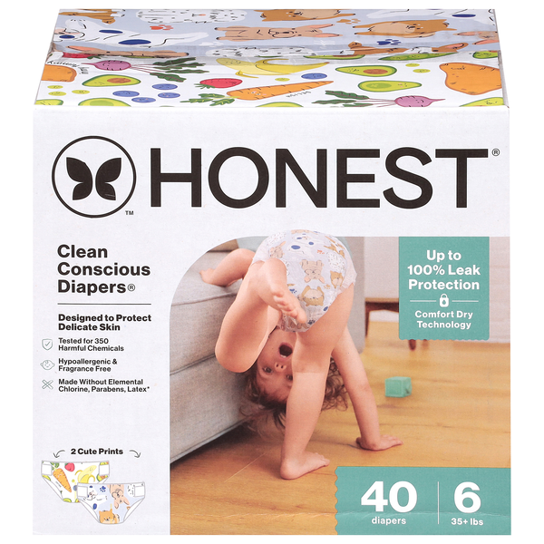 Honest Rockin' Tot Size 6 Baby Diapers 35+ lb