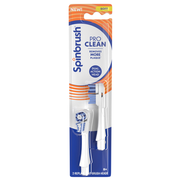 Spinbrush Pro Clean Soft Toothbrush Replacement Heads