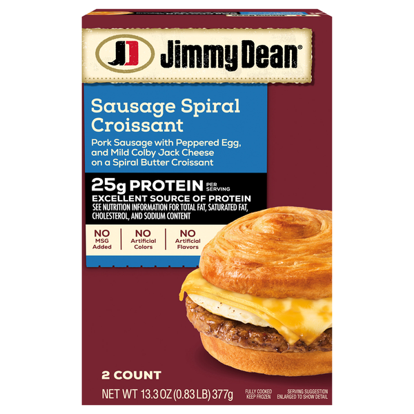 Jimmy Dean Protein Breakfast Sausage Croissant Sandwiches - 2 ct Frozen