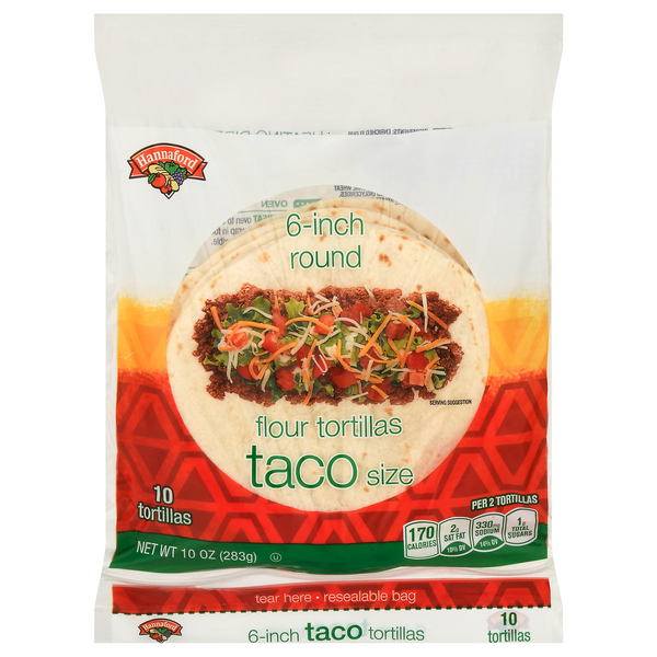 Hannaford Taco Size Flour Tortillas 6 Inch - 10 ct