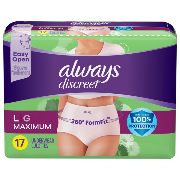 Save on Always Women's Discreet Incontinence Underwear Maximum L Order