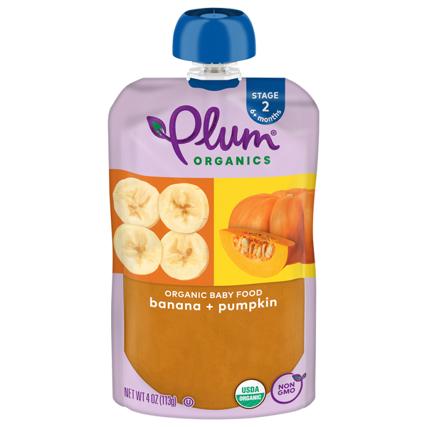 Plum Organics Stage 2 Baby Food Banana + Pumpkin