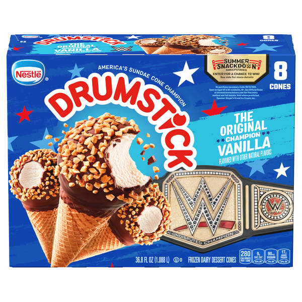 Nestle Drumstick Original Vanilla Frozen Dairy Dessert Cones - 8 ct