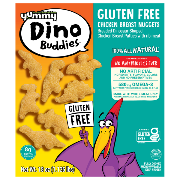 Yummy Dino Buddies Gluten Free Dinosaur Breaded Chicken Breast Nuggets
