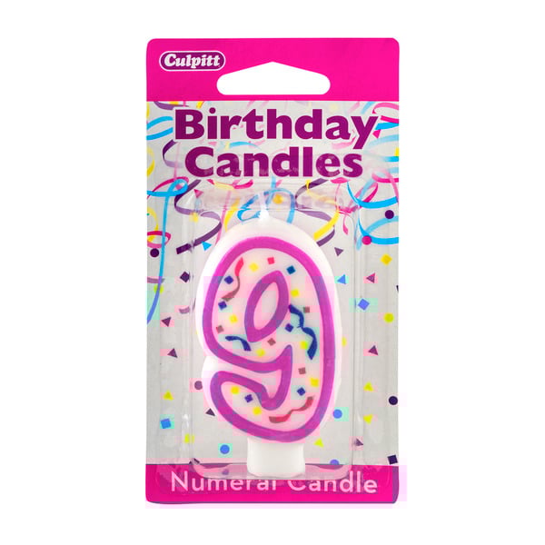 Culpitt Pink Numeral Birthday Candle #9