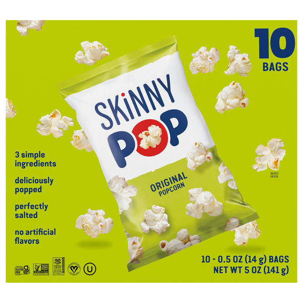 SkinnyPop Gluten Free Original Popcorn Snack Bags - 10 ct