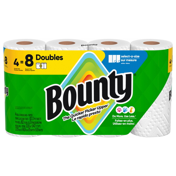 Bounty Select-A-Size Doubles 2-Ply Paper Towels Unscented - 4 ct