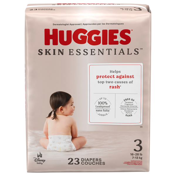 Huggies Skin Essentials Size 3 Baby Diapers 16-28 lb