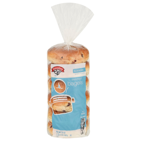 Hannaford Enriched Blueberry Bagels - 6 ct