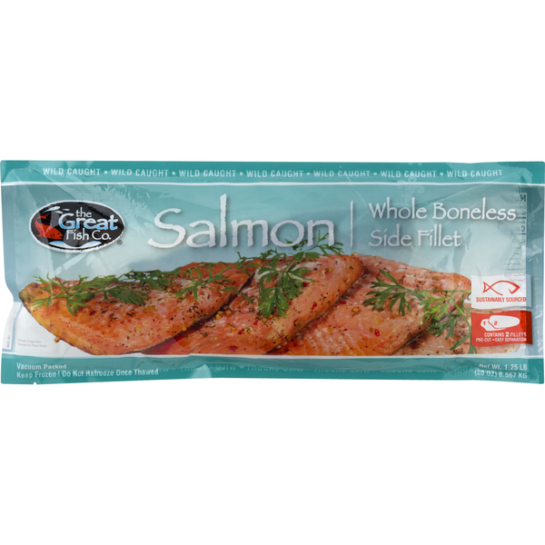 The Great Fish Co. Wild Caught Boneless Whole Side Salmon Fillet Frozen