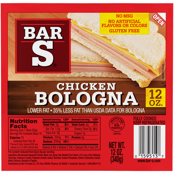 Save on BarS Chicken Bologna Sliced Order Online Delivery MARTIN'S