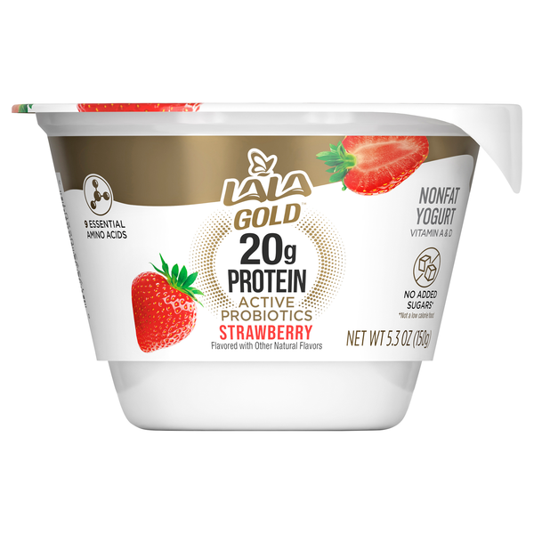 LALA Gold Non Fat Strawberry 20g Protein Yogurt Cup