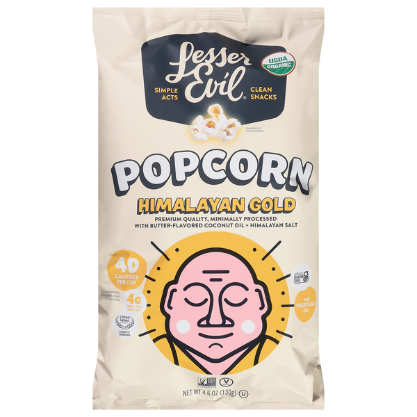 LesserEvil Organic Buttery Flavor Himalayan Gold Popcorn