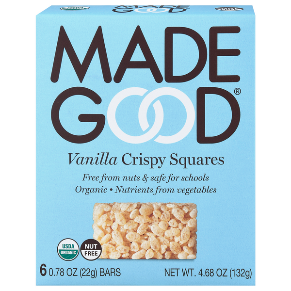 Made Good Organic Gluten & Nut Free Vanilla Crispy Squares - 6 ct