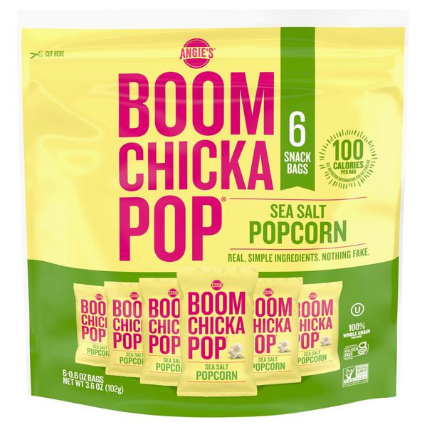 Angie's BOOMCHICKAPOP Gluten Free Sea Salt Popcorn - 6 ct