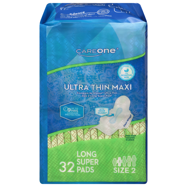 CareOne Super Long Ultra Thin Maxi Pads with Wings