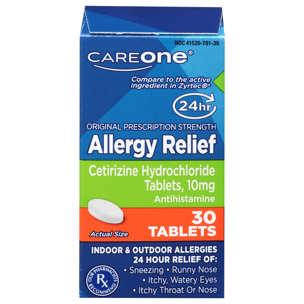 CareOne Allergy Relief Cetirizine Hydrochloride 10 mg Tablets