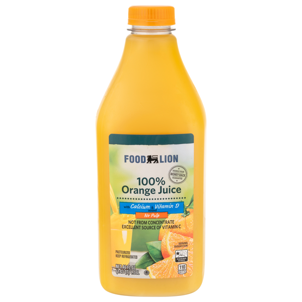 Food Lion No Pulp 100% Orange Juice