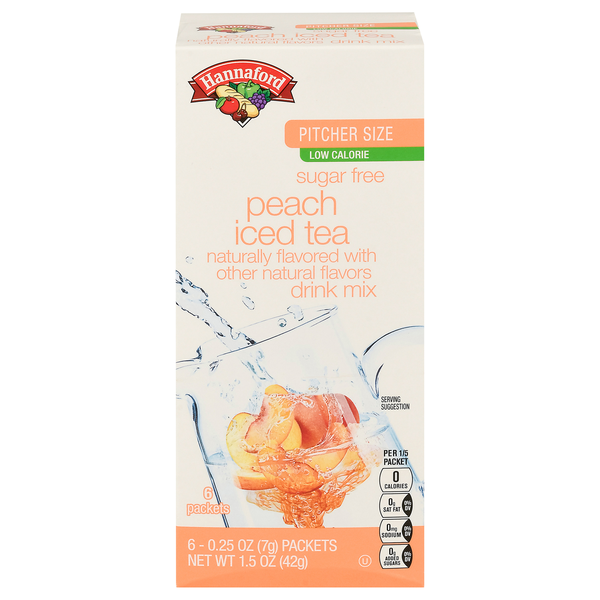 Hannaford Sugar Free Peach Flavor Iced Tea Mix Pitcher Size - 6 ct