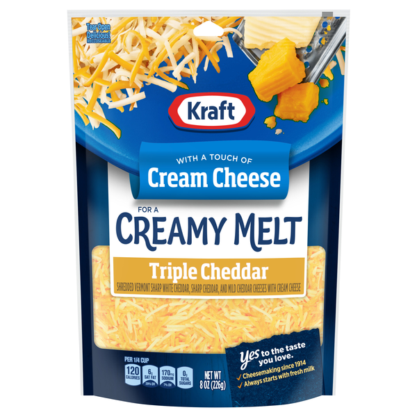 Kraft Creamy Melt Shredded Triple Cheddar Cheese Blend