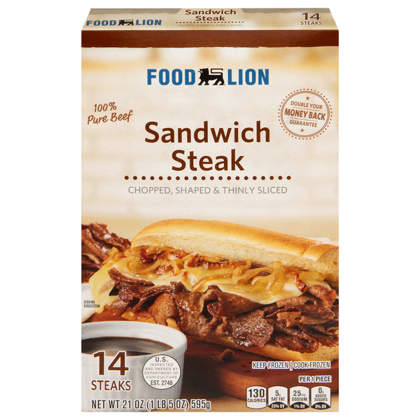 Food Lion 100% Pure Beef Sandwich Steak - 14 ct Frozen