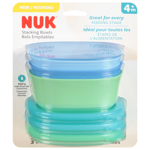 NUK Stacking Bowls Blue & Green 4+ Months