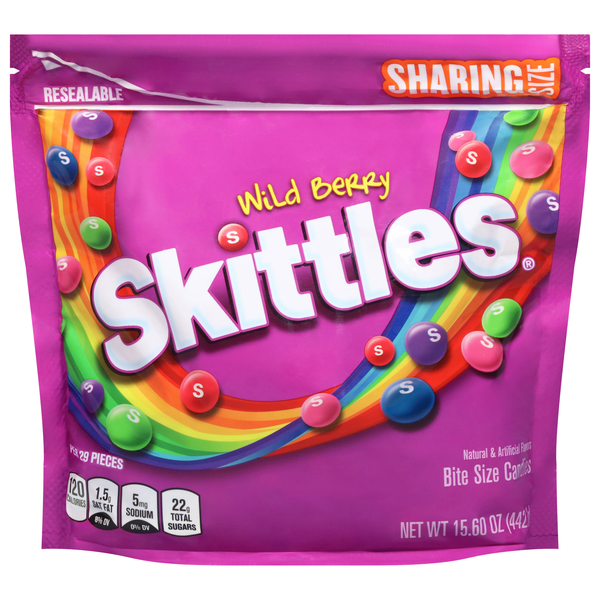 Skittles Wild Berry Bite Size Chewy Candy Sharing Size
