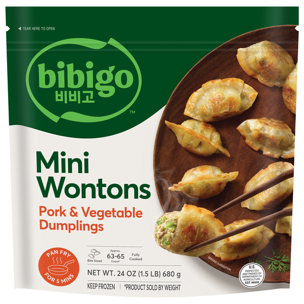 Bibigo Pork & Vegetable Mini Wontons Dumplings Frozen