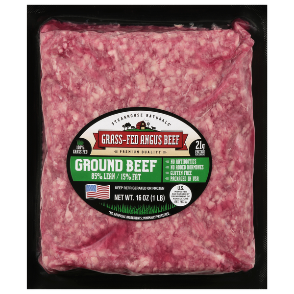 Steakhouse Naturals Grass-fed 85% Lean 15% Fat Angus Ground Beef Fresh
