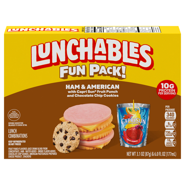 Lunchables Fun Pack! Ham & American with Capri Sun & Chocolate Chip Cookie