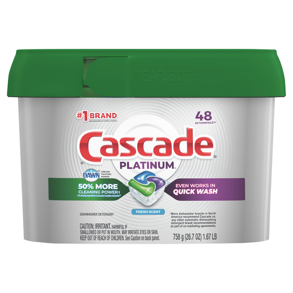 Save on Cascade Platinum Dishwasher Detergent ActionPacs Fresh Scent