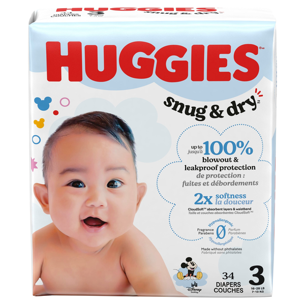 Huggies Snug & Dry Size 3 Baby Diapers 16-28 lb