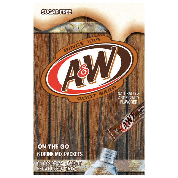 A & W Singles To Go! Drink Mix Packets Root Beer Sugar Free - 6 ct