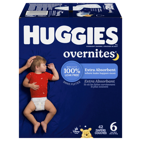 Huggies Overnites Size 6 Baby Diapers 35+ lb