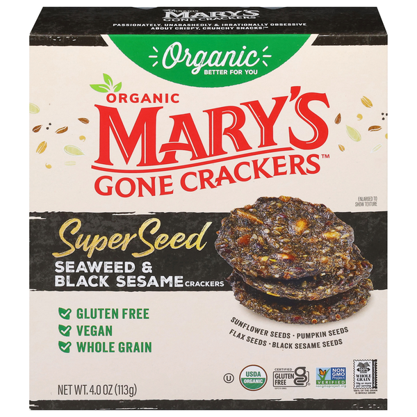 Mary's Gone Crackers Gluten Free Super Seed Seaweed/Black Sesame Crackers