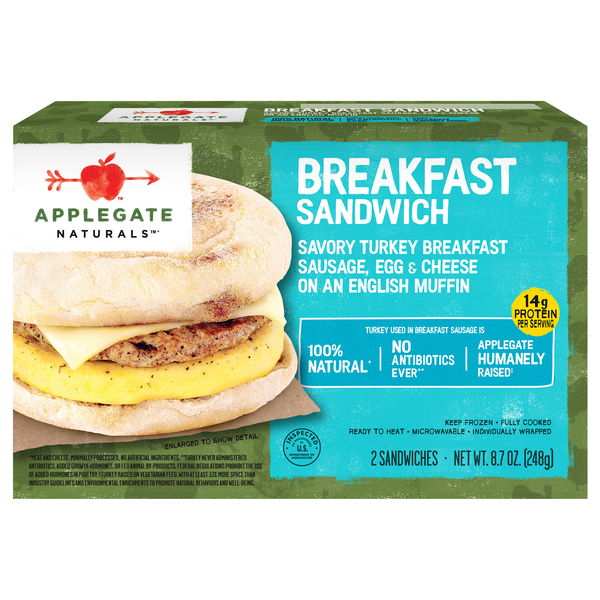 Applegate Naturals Turkey Breakfast Sandwich - 2 ct Frozen