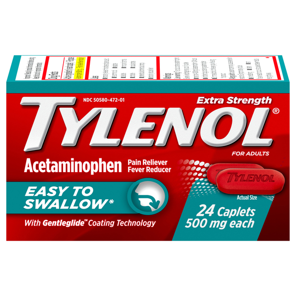 Tylenol Extra Strength 500mg Easy to Swallow Acetaminophen Caplets