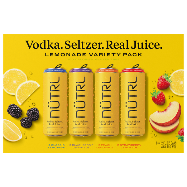 Nutrl Vodka Seltzer Lemonade Variety Pack - 8 ct