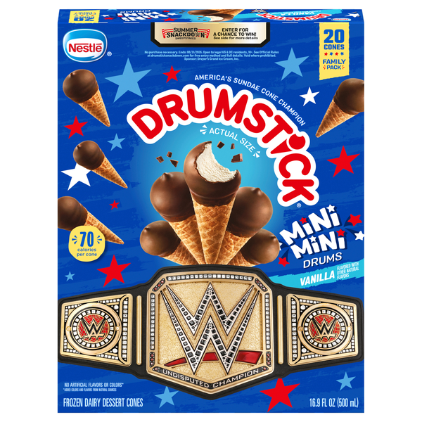 Nestle Drumstick Mini Drums Simply Dipped Vanilla Sundae Cones - 20 ct