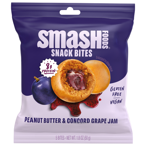 Smash Bites Peanut Butter & Grape Jam Superfood Snack Bites - 5 ct