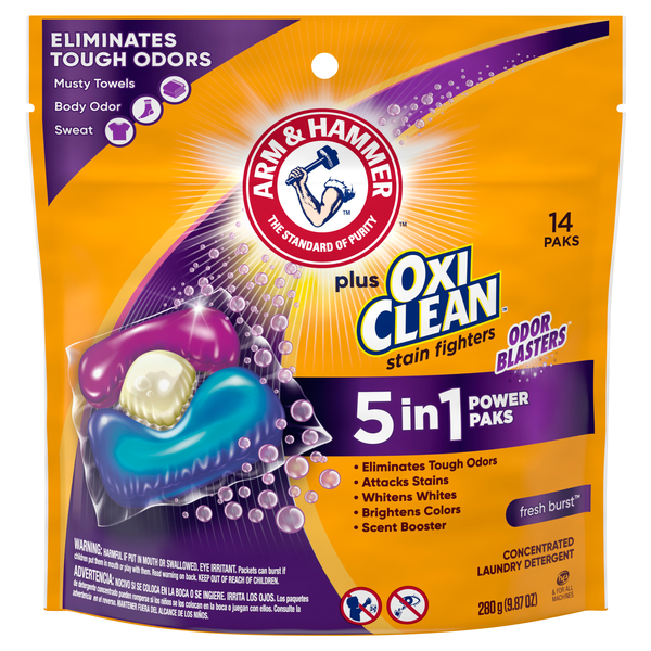 Arm & Hammer + OxiClean Fresh Burst 5-in-1 Power Paks Detergent - 14 ct